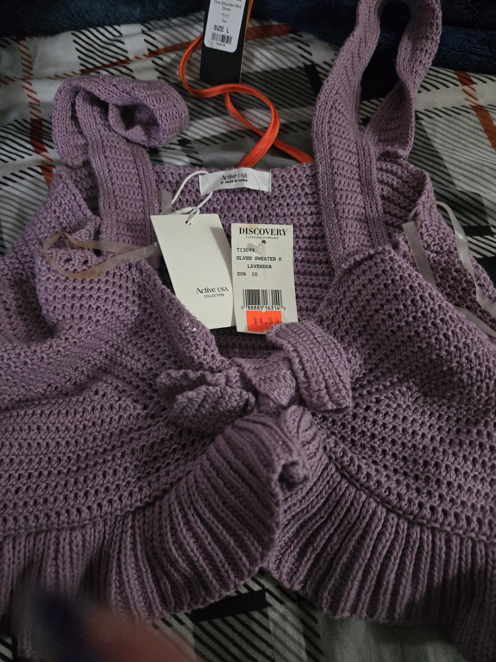 Active USA Lavender Knit Tie-Front Sweater Tank